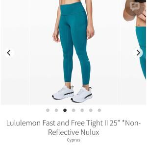 lululemon Fast and Free Tight II 25” Nulux Cyprus Size 10